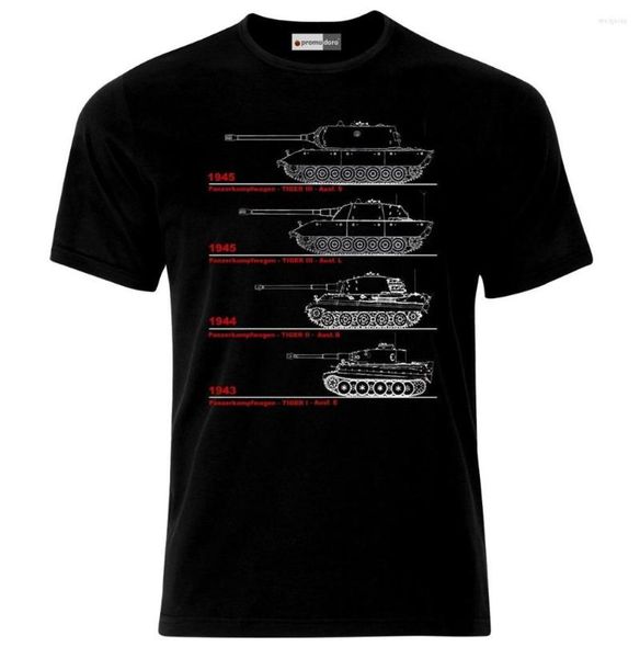 T-shirts pour hommes 2023 manches courtes coton homme vêtements Tiger Tank Blueprint brevet armée allemande Panzer Wehrmacht T-Shirt mode classique