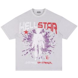T-shirts Hommes 2023 Manches Hommes Femmes Haute Qualité Streetwear Hip Hop Mode T-shirt Hell Star Hellstar Court Coton Tee 8667