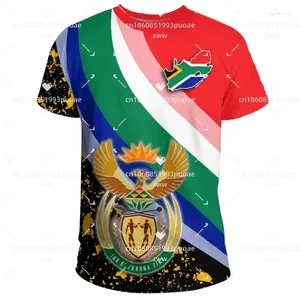 Camisetas para hombre 2023, camiseta con la bandera de Sudáfrica, estampado 3d, informal, de calle, de gran tamaño, con cuello redondo y ropa para mujer