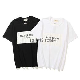 Heren T-shirts 2023 lente en zomer nieuwe FOG patch letter ronde hals pullover unisex korte mouw T230302