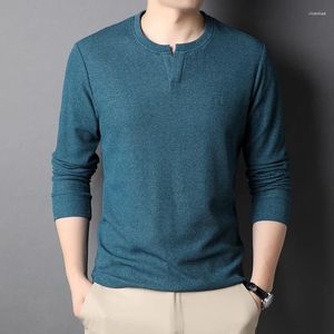 Camisetas para hombre 2023, camisetas de manga larga para primavera y otoño, ropa de marca, camisetas suaves de algodón clásicas informales de negocios