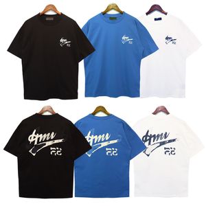 Hommes t-shirts 2023 printemps été Logo broderie col rond T-shirt haute rue unisexe lâche fissure à manches courtes petit haut t-shirts