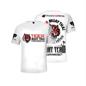 Mannen T Shirts 2023 Lente/Zomer Muay Thai Mannen 3D Digital Printing Combat Training Kleding Sanda Vechten Fitness running T-shirt