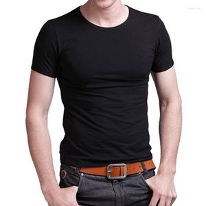 Camisetas para hombre 2023 Stretch Lycra V Collar para hombre Camiseta de manga corta de color sólido para hombres Medias ajustadas