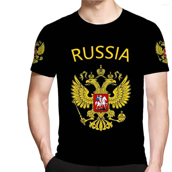 Camisetas para hombre, camiseta de 2023 estilos, escudo de armas ruso, bandera, ropa informal con impresión 3D, moda de mujer, cuello redondo, Top-up Harajuku