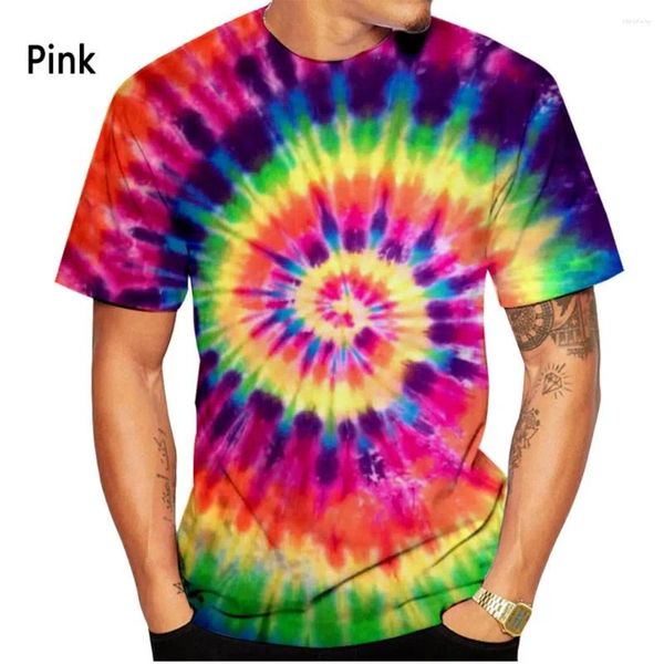 Camisetas para hombres 2023 Verano 3D Impreso Hombres Mujeres Unisex Espiral Tie Dye Diseño Mangas cortas Deportes casuales