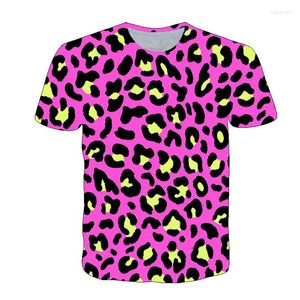 Camisetas para hombre 2023 Verano Impresión 3D Estampado de leopardo O-cuello Manga corta Deportes Casual Camiseta