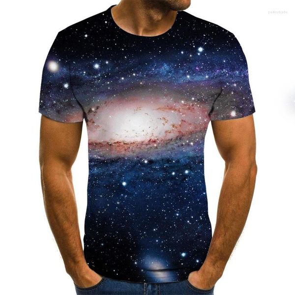 T-shirts pour hommes 2023 été impression 3D T-Shirt pour hommes décontracté à manches courtes col rond mode Galaxy Star Print Top