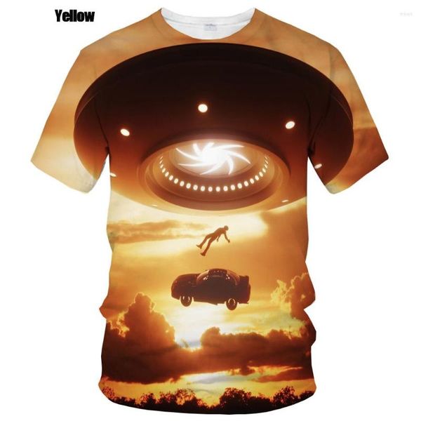 T-shirts pour hommes 2023 été Alien UFO hommes/femmes mode Slim T-shirt arbre de noël impression numérique 3D à manches courtes