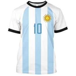 T-shirts voor heren 2023 zomer Argentinië 3 sterren vlag schilderij T-shirt losse dames Brazilië abstracte 3D-print zomer off-shoulder tops shirt 0406H23