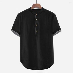 Camisetas para Hombre 2023 verano holgado sólido algodón Lino manga corta botón talla grande camisa Formal Tops blusa Camisas De Hombre