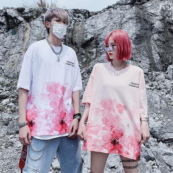 T-shirts pour hommes 2023 été marque conception Sakura fleur imprimer chemise à manches courtes Hip Hop Harajuku Couples hommes et femmes mode T-Shirt TOP