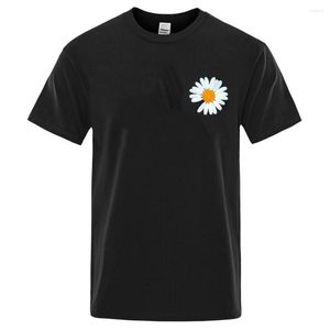 Heren t shirts 2023 zomer casual t-shirt o-neck katoen chrysanthemum 4 kleur mode losse all-purpose stijl top