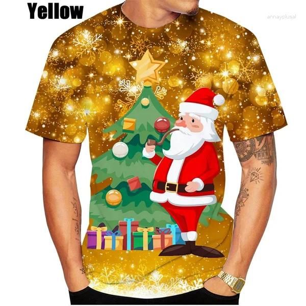 Camisetas para hombre 2023 verano Navidad 3D impreso Casual camiseta personalidad moda Unisex Hip Hop cuello redondo manga corta Tops