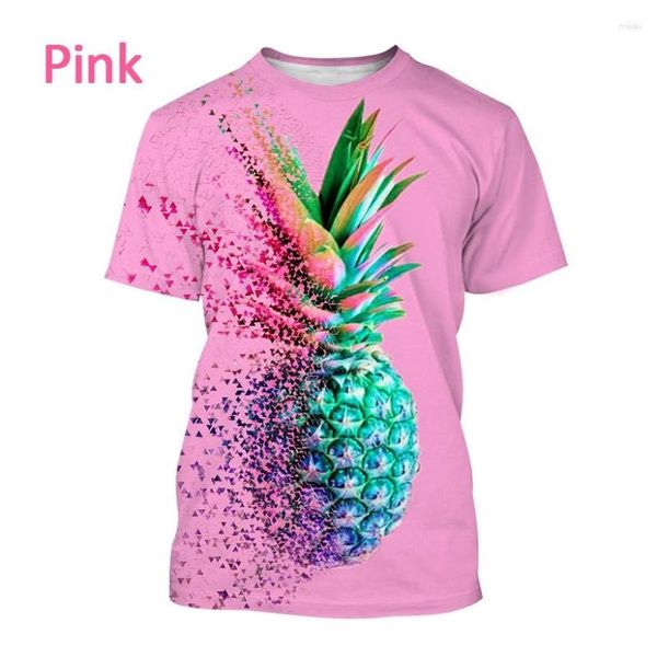 T-shirts pour hommes 2023 été Cool ananas impression 3D chemise respirante à manches courtes et hauts de fruits tropicaux pour femmes