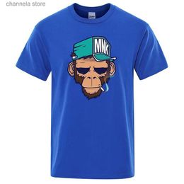 T-shirts hommes 2023 Été Coton Tops Fumer Singe À Manches Courtes Hommes T-shirt Mode Lâche T-shirt Harajuku Hip Hop Hommes Tees Streetwear T240202