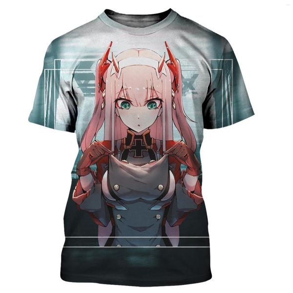 Camisetas para hombre 2023 verano Darling In The Franxx camisetas Anime Zero Two 3D estampado Streetwear hombres mujeres moda camisas de gran tamaño