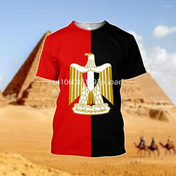 Camisetas de hombre 2023 verano Egipto camiseta bandera de estampado 3D moda Casual Overszie cuello redondo mujer