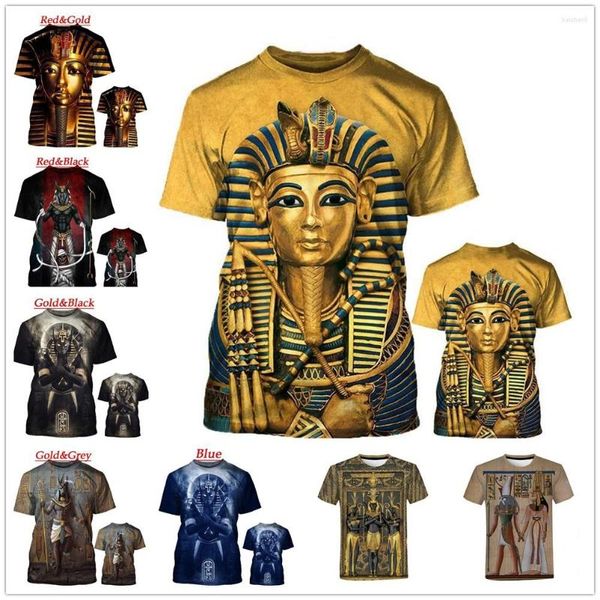 Camisetas para Hombre 2023 Moda De Verano Casual Impresión 3D Estilo Retro Faraón Egipcio Camiseta De Manga Corta Camiseta con Cuello Redondo para Hombre Secado Rápido