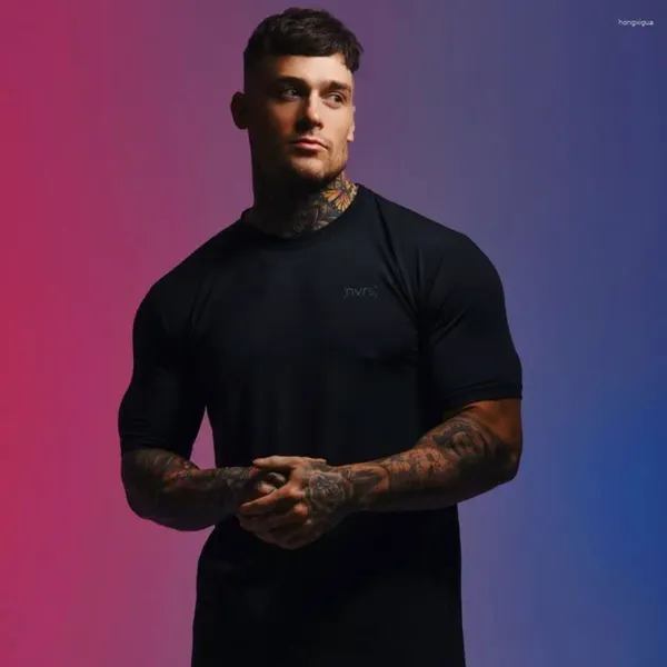 Camisetas para hombre, moda de verano 2023, Camiseta ajustada de algodón, camiseta ajustada con cuello redondo, camisetas de manga corta para hombre, Fitness