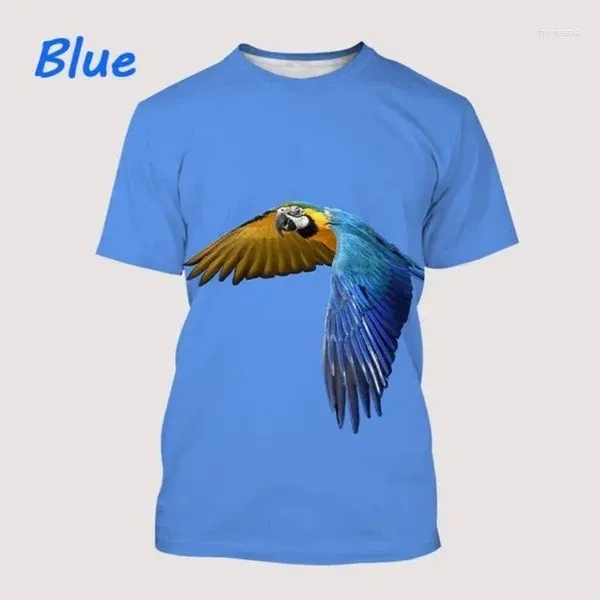 T-shirts pour hommes 2023 Mode d'été T-shirt animal mignon perroquet fleur colorée oiseau mâle et femelle chemise d'impression 3D