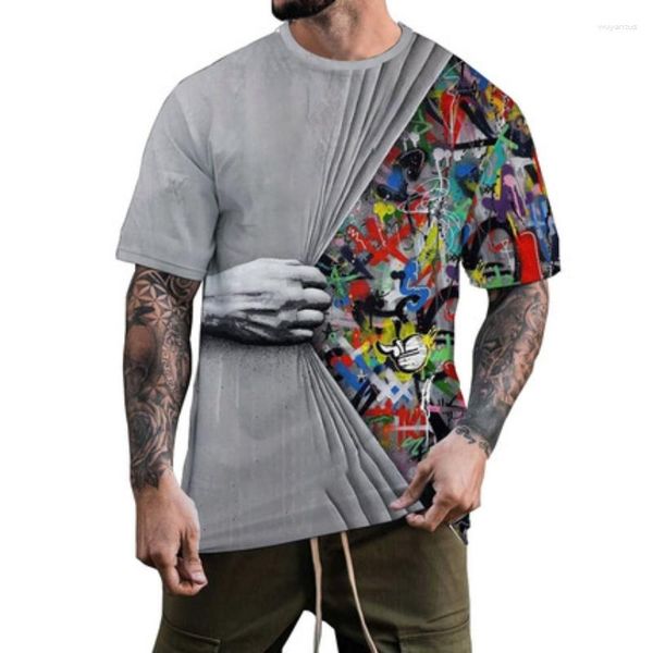 Männer T Shirts 2023 Sommer Mode Digitaldruck Kurzarm T-shirt Straße Trend Casual Personalisieren Lose Y2k Tops Grafik