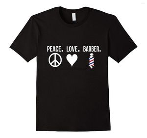 Heren t shirts 2023 Summer Fashion Men T-shirt Peace Love Barber T-shirt voor winkelhaardsalon Heren Casual