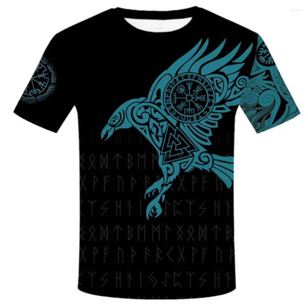 Camisetas para hombre, moda de verano 2023, camisa con tatuaje vikingo para hombre, camiseta divertida con estampado 3D de Odin, camisetas informales Harajuku, ropa de calle