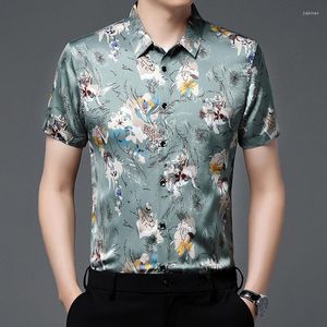 Camisetas para hombres 2023 Flores de verano Impreso Satén Ropa de playa Suave Suave Acogedor Rosa Fancy Moda Hombre Ropa Blusa de gran tamaño Tops sueltos Hombres