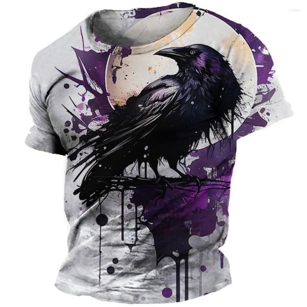 Camisetas de hombre 2023 verano divertido estampado de pájaros camiseta moda 3D Animal patrón Top Casual cuello redondo manga corta Hip Hop Retro