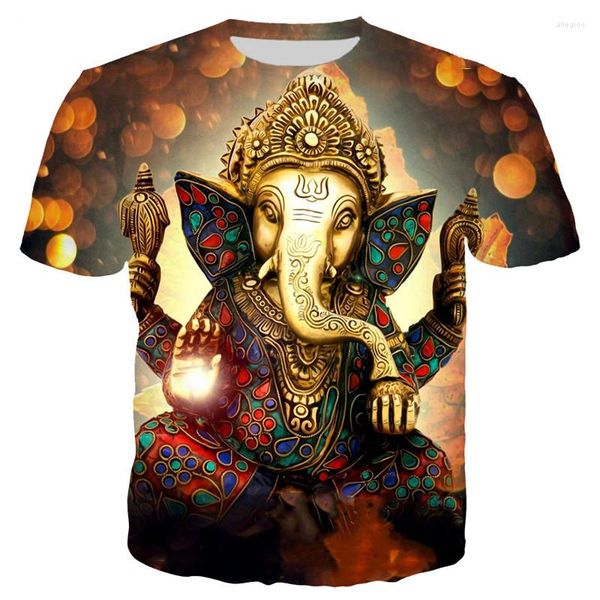 Camisetas para hombre, camiseta de Ganesh de verano 2023, hinduismo con cabeza de elefante, Dios Ganesha, Camisa estampada en 3D, camisetas casuales de moda para hombres y mujeres