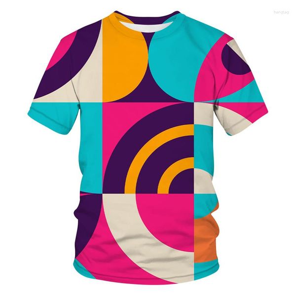 Camisetas para hombre 2023, camiseta con estampado de patrón geométrico de verano, camiseta divertida, ropa de hip-hop, camisetas de manga corta con estampado 3d de calle