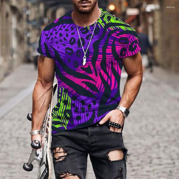 Hommes t-shirts 2023 été feuilles taches T-Shirt 3D chemise hommes mode rue Hip-Hop Style hauts t-shirts vêtements