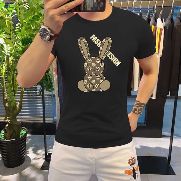 T-shirts pour hommes 2023 Été Luxe Lapin Coton T-shirt Pour Hommes À Manches Courtes Hommes À Manches Courtes T-shirt Imprimé Top Tshirt Cloing Livraison Gratuite