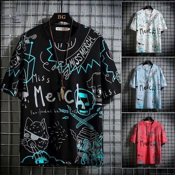 Camisetas para hombre 2023, camiseta de verano para hombre, camiseta con estampado de letras y patrón de dibujos animados de ocio, camiseta holgada cómoda de manga corta para hombre, ropa de talla grande