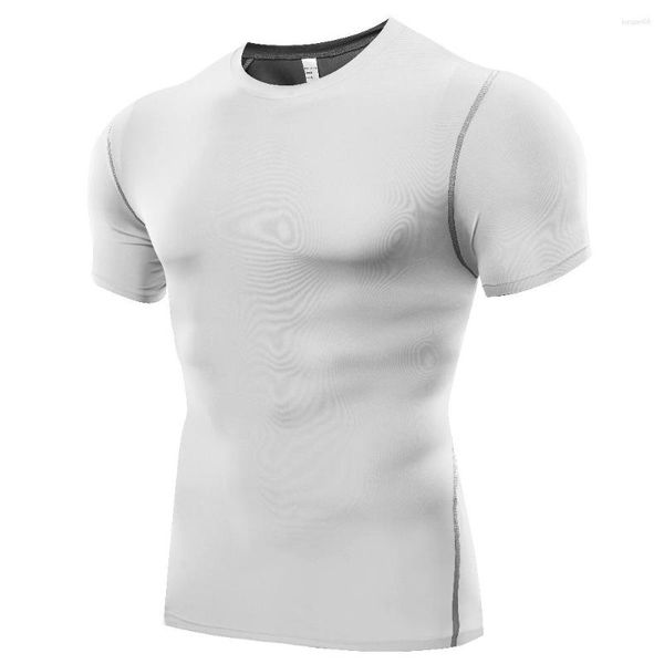 Hommes t-shirts 2023 été hommes Stretch musculation Fitness Crossfit couche de Base à manches courtes sweat porter haut serré chemise B5003