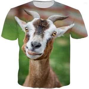 Heren T Shirts 2023 Zomer Mannen Vrouwen Mode T-shirt Leuke Dier Geit 3D Print Volwassen Kinderen Shirt Outdoor Casual sport Kleding Tshirt Tops