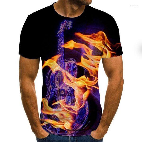 Camisetas para hombres 2023 Música de verano e instrumentos de arte 3d Fashion Fashion -shirt Unisex Hip -hop Style Street Casual