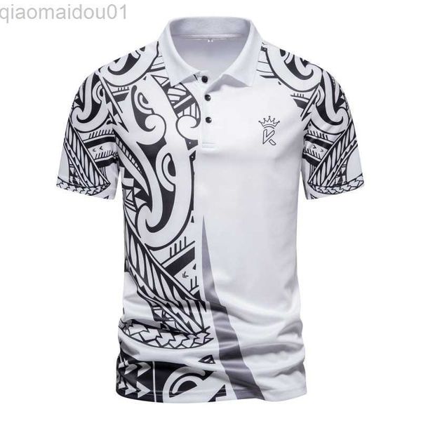 Camisetas para hombre, novedad de verano 2023, camiseta Polo informal a la moda para hombre, camiseta de manga corta con cuello Polo grande holgada con estampado K antiguo L230713