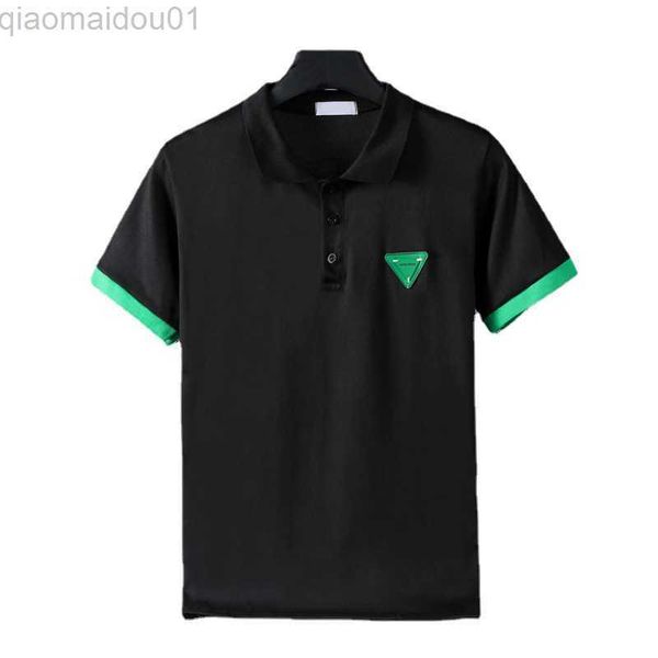 T-shirts pour hommes 2023 été nouvelle tendance de la mode POLO chemises Hong Kong Style à manches courtes vêtements amples hauts décontractés T-shirts de couleur d'épissage pour hommes L230707