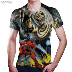 T-shirts voor heren 2023 Zomer Nieuw heren T-shirt dragen HEAGE Metal Rock 3D Printing Mens Street Shirt Cool Short Sleeve Top Extra largexw