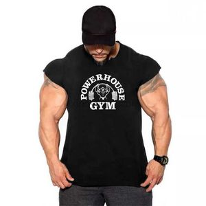 T-shirts pour hommes 2023 Été Nouvelle marque Mens Round Edge Coton T-shirt sans manches Gym Stringers Vest Sportswear pour Bodybuilding Fitness Man Boxing T-shirts 240327