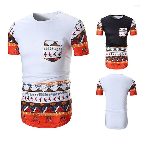 Camisetas de hombre 2023 patrón de verano moda hombre tiempo libre manga corta Euro código nación viento impresión personalidad camiseta Male15