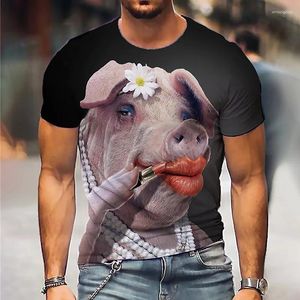 Camisetas para hombre, camiseta con estampado 3d de cerdo de verano 2023, camiseta informal transpirable y cómoda de calle de gran tamaño de manga corta 6XL
