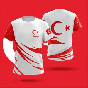 Camisetas para hombre, camiseta de manga corta Rkiye, Camisa estampada con bandera de Turquía, ropa grande con cuello redondo, verano 2023