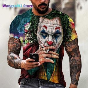 Camisetas para hombre 2023 Summer ropean y American Street Camiseta 3D para hombre The Print Fashion Short Seve Top 3D Evil Mask DC Clown Pattern Men 0228H23