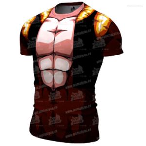 Camisetas para hombre, Camiseta deportiva para correr, culturismo y Fitness, sudadera ajustada de manga corta con estampado muscular de dibujos animados en 3d, verano 2023