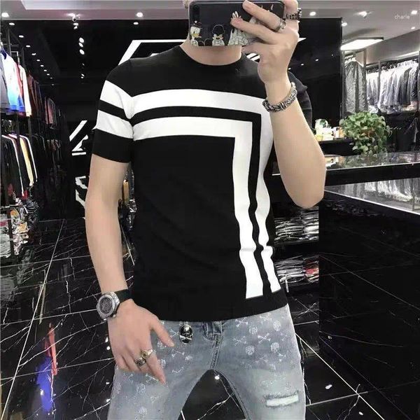 Camisetas para hombres 2023 camiseta redonda de manga de manga de verano netwer de marca de moda masculina la red de la marca de la marca masculina para hombres rojos