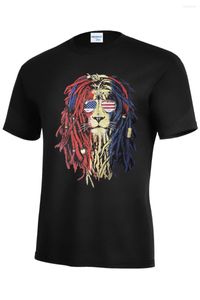 T-shirts pour hommes 2023 Style d'été Mode Hommes Chemise Imprimer T-shirts Original DJ Lion USA Drapeau Impressionnant Couleurs Assorties