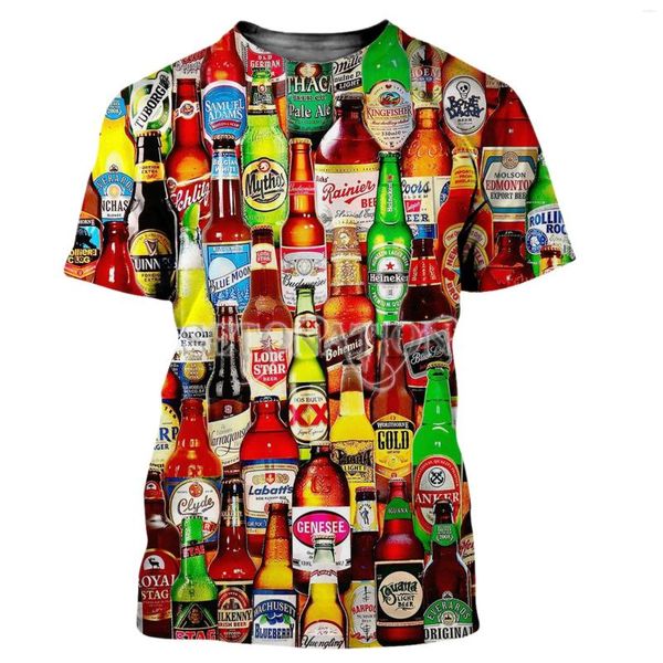 Camisetas para hombre, camiseta de verano 2023, camiseta con estampado 3d de cerveza para hombre y mujer, ropa informal de gran tamaño estilo Harajuku de manga corta, ropa de calle